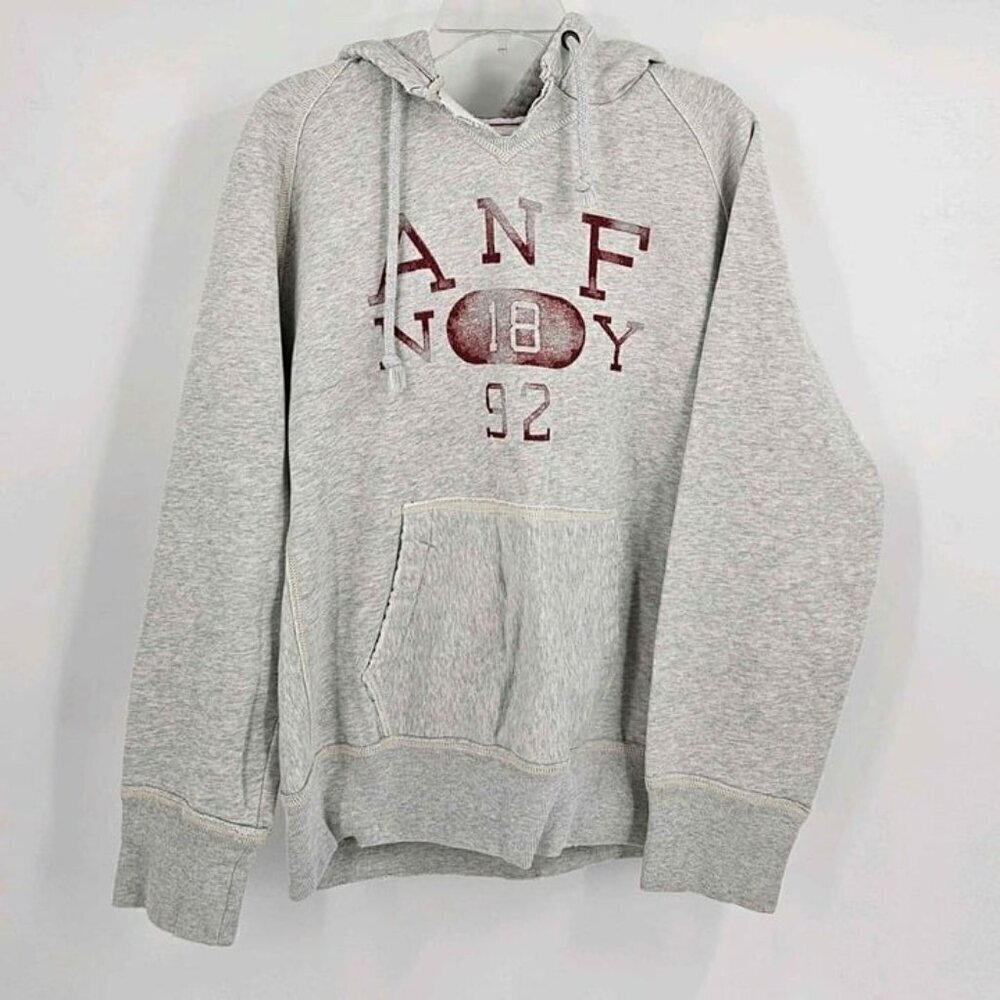 Abercrombie & Fitch New York Hooded Gray Sweatshirt Distressed M